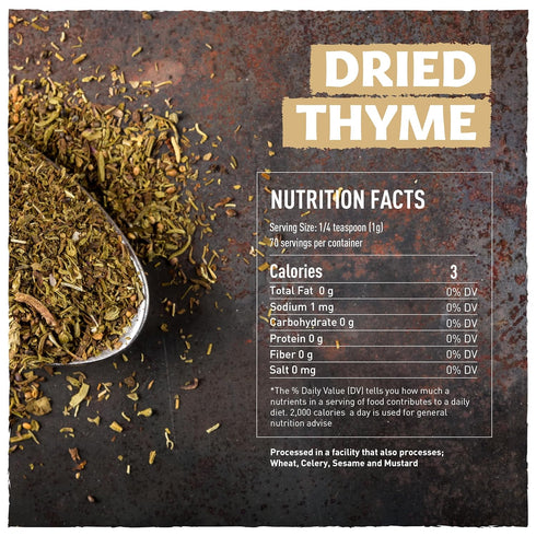 Eastanbul Thyme Leaves, 2.5oz Dried Thyme Herb, Dried Thyme Leaves, Dry Thyme, Mediterranean Thymes, Vegan Thyme Herb, Full-Flavor Thyme Dry and E...